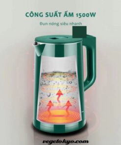 Ấm Siêu Tốc Đun Nước KANIC Dung Tích 2.5L Công Suất 1500W 2 Lớp Cách Nhiệt Tự Ngắt